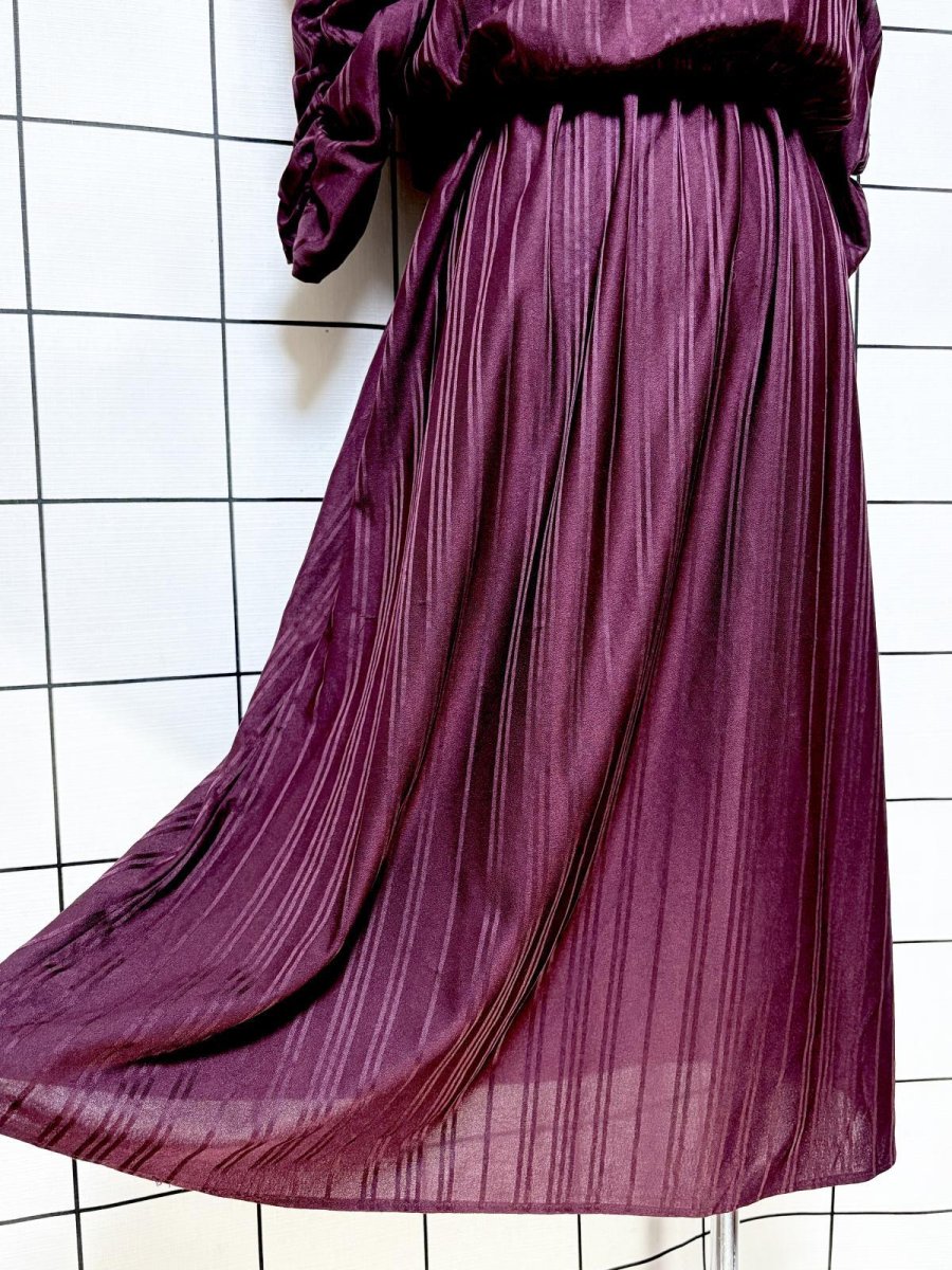 画像8: ストライプ シャーリング ウエストゴム レトロ USA古着 ヴィンテージワンピース (8)