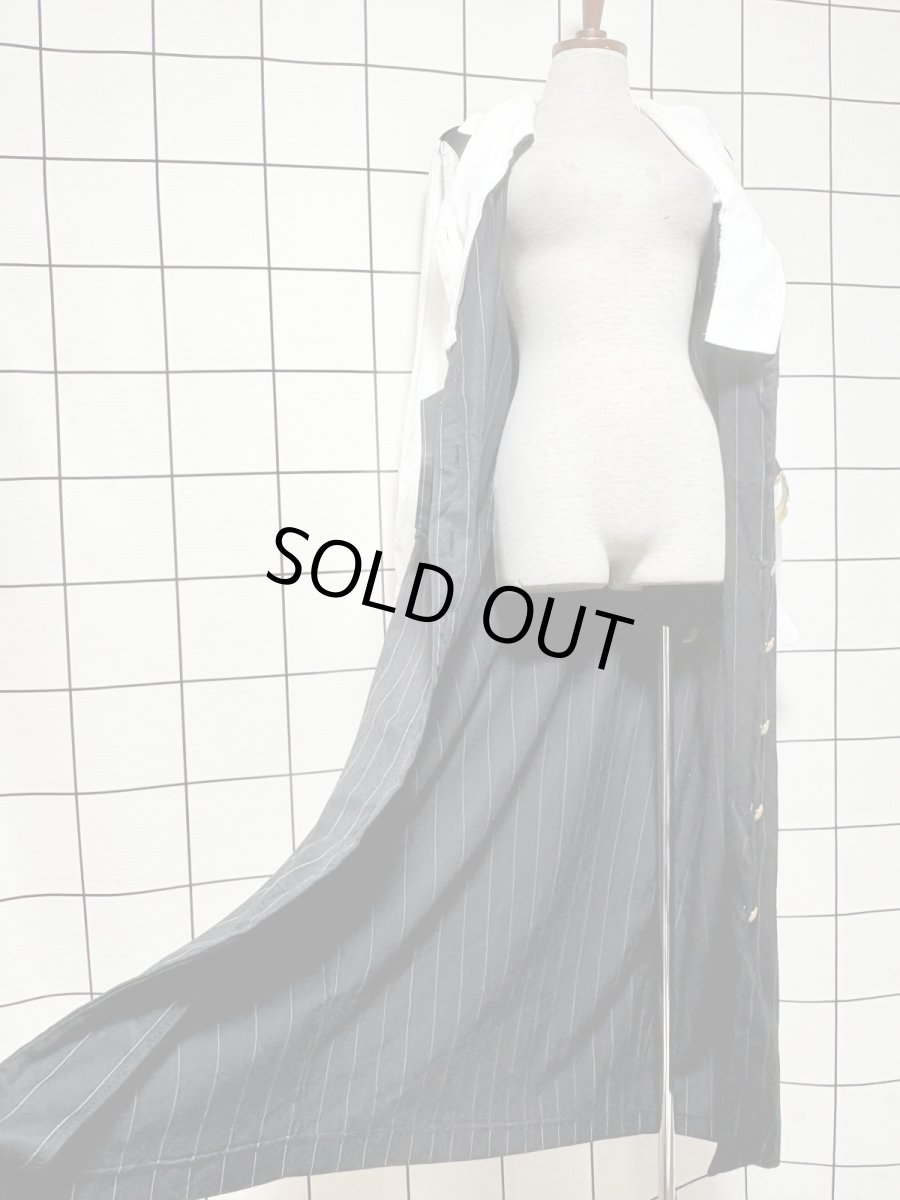 画像11: ベルトセット ストライプ 前開き モノクロ レトロ USA古着 ヴィンテージワンピース (11)