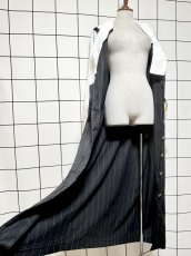 画像11: ベルトセット ストライプ 前開き モノクロ レトロ USA古着 ヴィンテージワンピース (11)