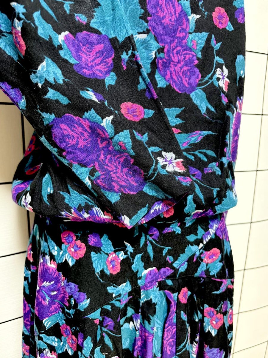 画像8: 花柄 レース襟 レトロ USA古着 ヴィンテージワンピース (8)