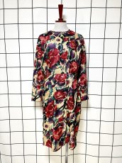 画像1: 花柄 ウエストゴム レトロ USA古着 ヴィンテージワンピース (1)