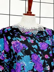 画像6: 花柄 レース襟 レトロ USA古着 ヴィンテージワンピース (6)