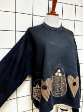画像6: ハロウィン刺繍 チェック ブラック レトロ USA古着 ヴィンテージスウェット (6)