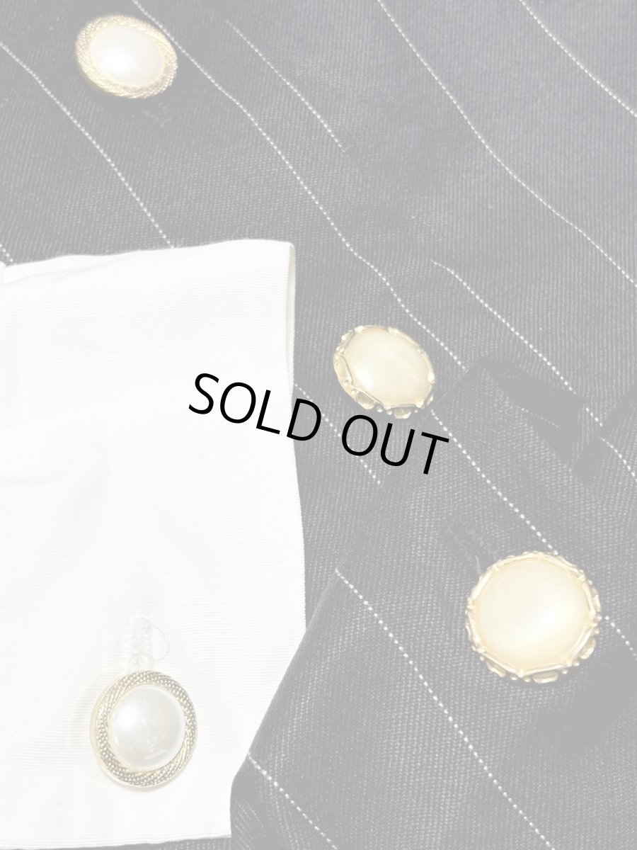 画像16: ベルトセット ストライプ 前開き モノクロ レトロ USA古着 ヴィンテージワンピース (16)