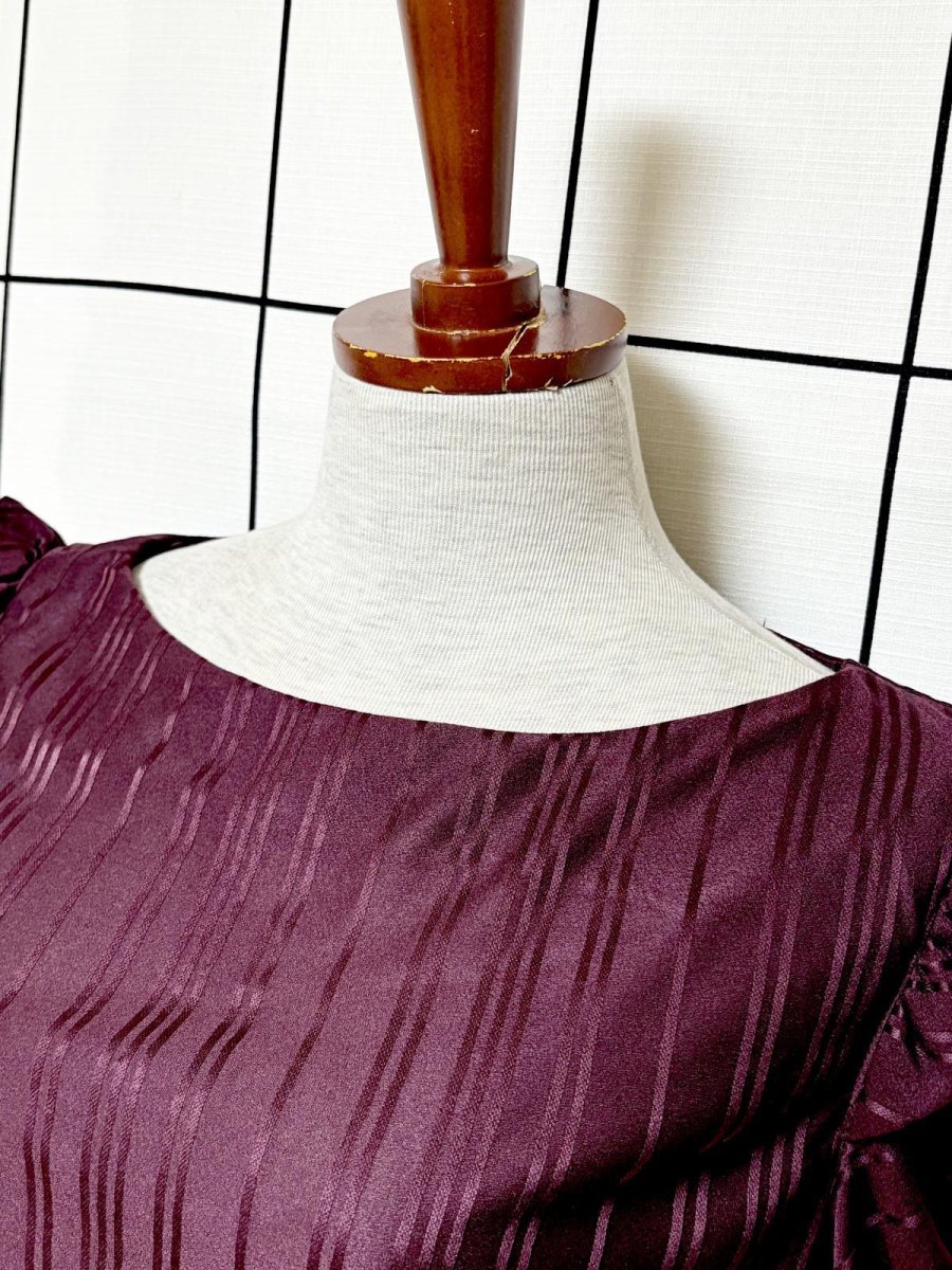 画像4: ストライプ シャーリング ウエストゴム レトロ USA古着 ヴィンテージワンピース (4)