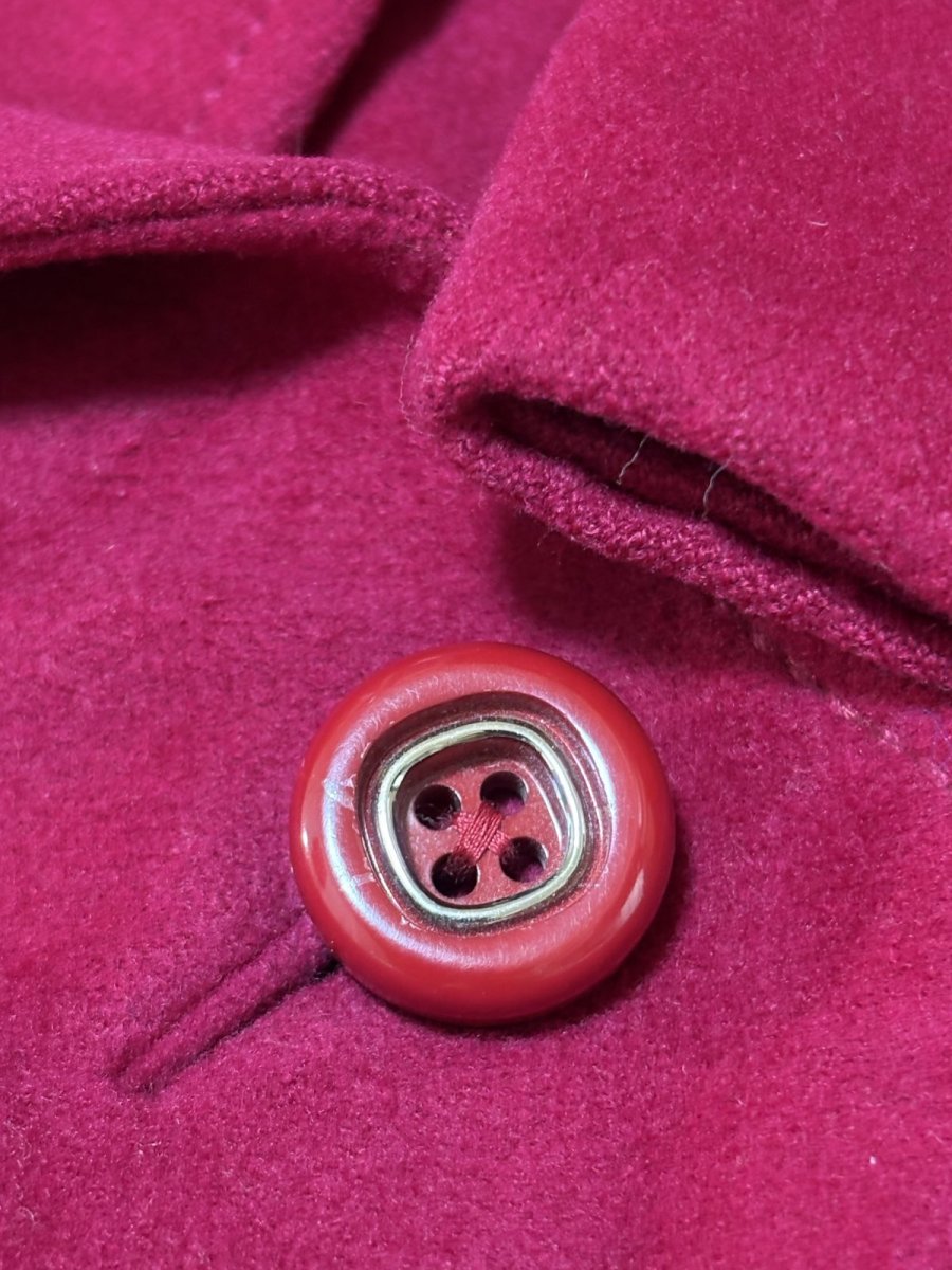 画像12: 無地 フード付 リボンベルト付 レトロ USA古着 ヴィンテージコート (12)