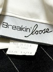 画像15: ベルトセット ストライプ 前開き モノクロ レトロ USA古着 ヴィンテージワンピース (15)