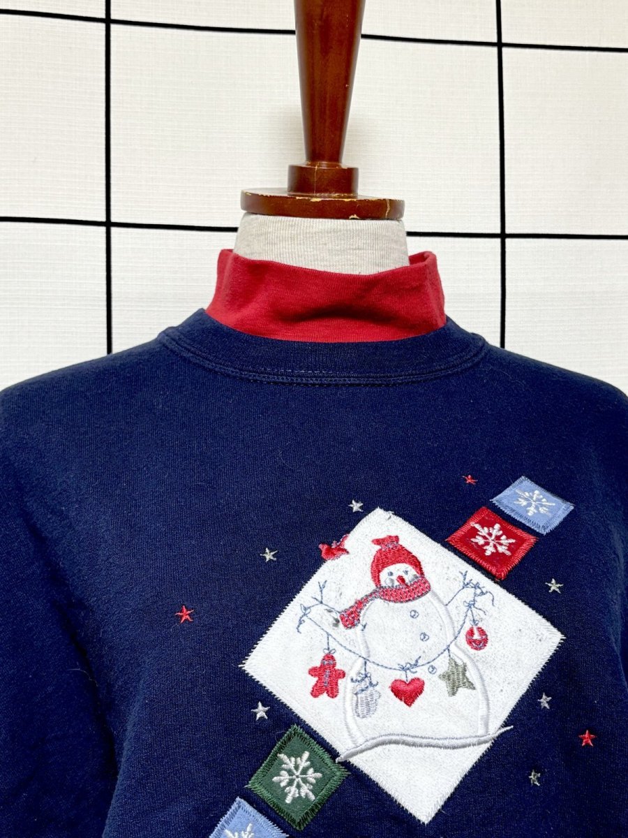 画像5: 雪だるま ネイビー ハイネック レトロ USA古着 ヴィンテージスウェット (5)