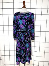 画像1: 花柄 レース襟 レトロ USA古着 ヴィンテージワンピース (1)