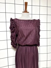 画像3: ストライプ シャーリング ウエストゴム レトロ USA古着 ヴィンテージワンピース (3)