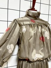 画像6: タートルネック ストライプ 花柄 UNIONMADE ウエストゴム レトロ USA古着 ヴィンテージワンピース  (6)