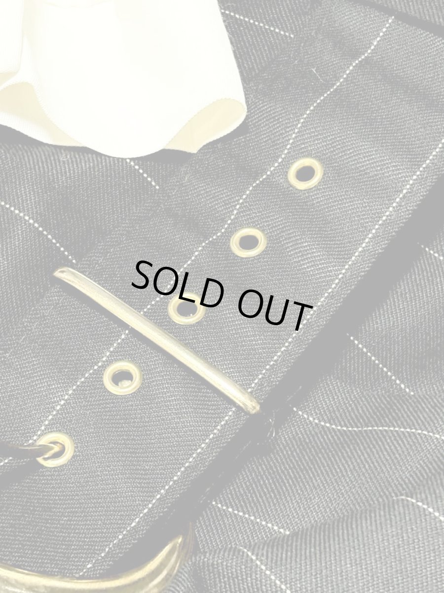 画像14: ベルトセット ストライプ 前開き モノクロ レトロ USA古着 ヴィンテージワンピース (14)