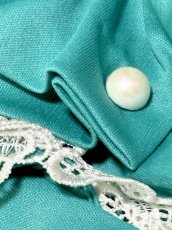 画像13: レース襟 無地 ウエストゴム レトロ USA古着 ヴィンテージワンピース (13)