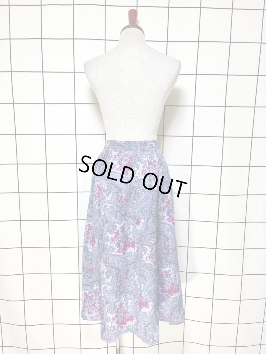 画像6: ペイズリー 花柄 ウエストゴム レトロ USA古着 ヴィンテージスカート (6)