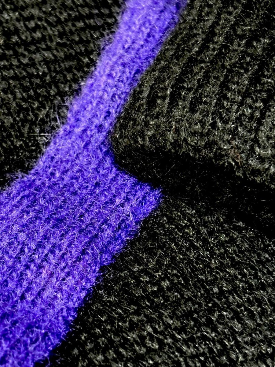 画像10: カラフルライン ブラック レトロ USA古着 ヴィンテージ ロングニットカーディガン (10)