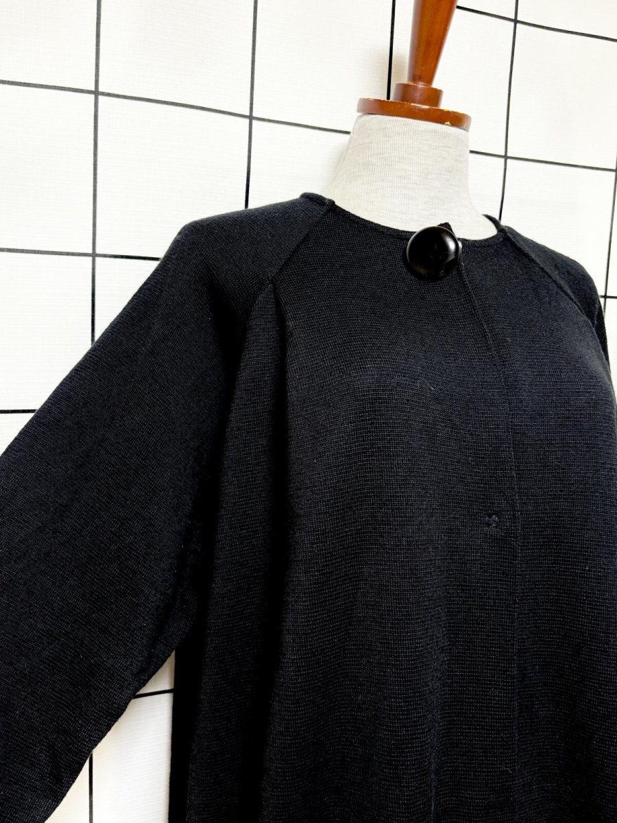 画像6: Italy製 ブラック レトロ ヨーロッパ古着 ロングニットカーディガン (6)
