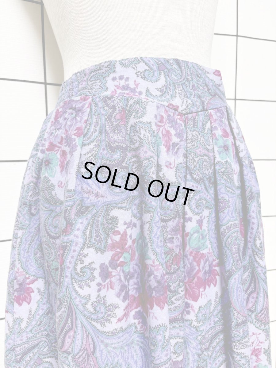 画像2: ペイズリー 花柄 ウエストゴム レトロ USA古着 ヴィンテージスカート (2)