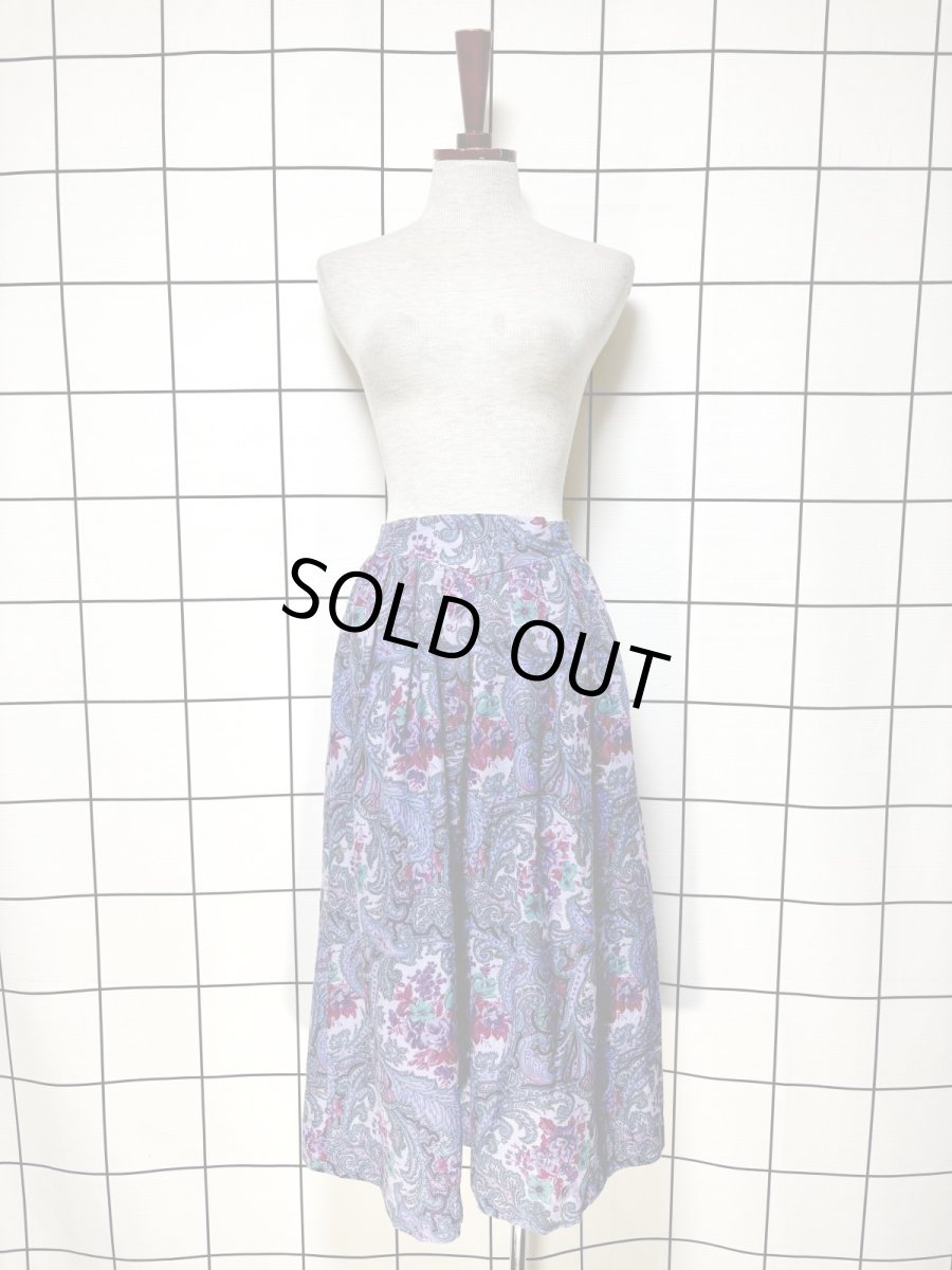画像5: ペイズリー 花柄 ウエストゴム レトロ USA古着 ヴィンテージスカート (5)
