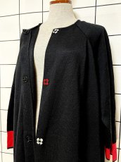 画像8: Italy製 ブラック レトロ ヨーロッパ古着 ロングニットカーディガン (8)
