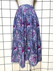 画像1: ペイズリー 花柄 ウエストゴム レトロ USA古着 ヴィンテージスカート (1)