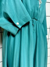 画像7: レース襟 無地 ウエストゴム レトロ USA古着 ヴィンテージワンピース (7)