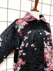 画像6: ポップコーンジャケット ブラック 花柄 レトロ USA古着 (6)