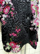 画像7: ポップコーンジャケット ブラック 花柄 レトロ USA古着 (7)