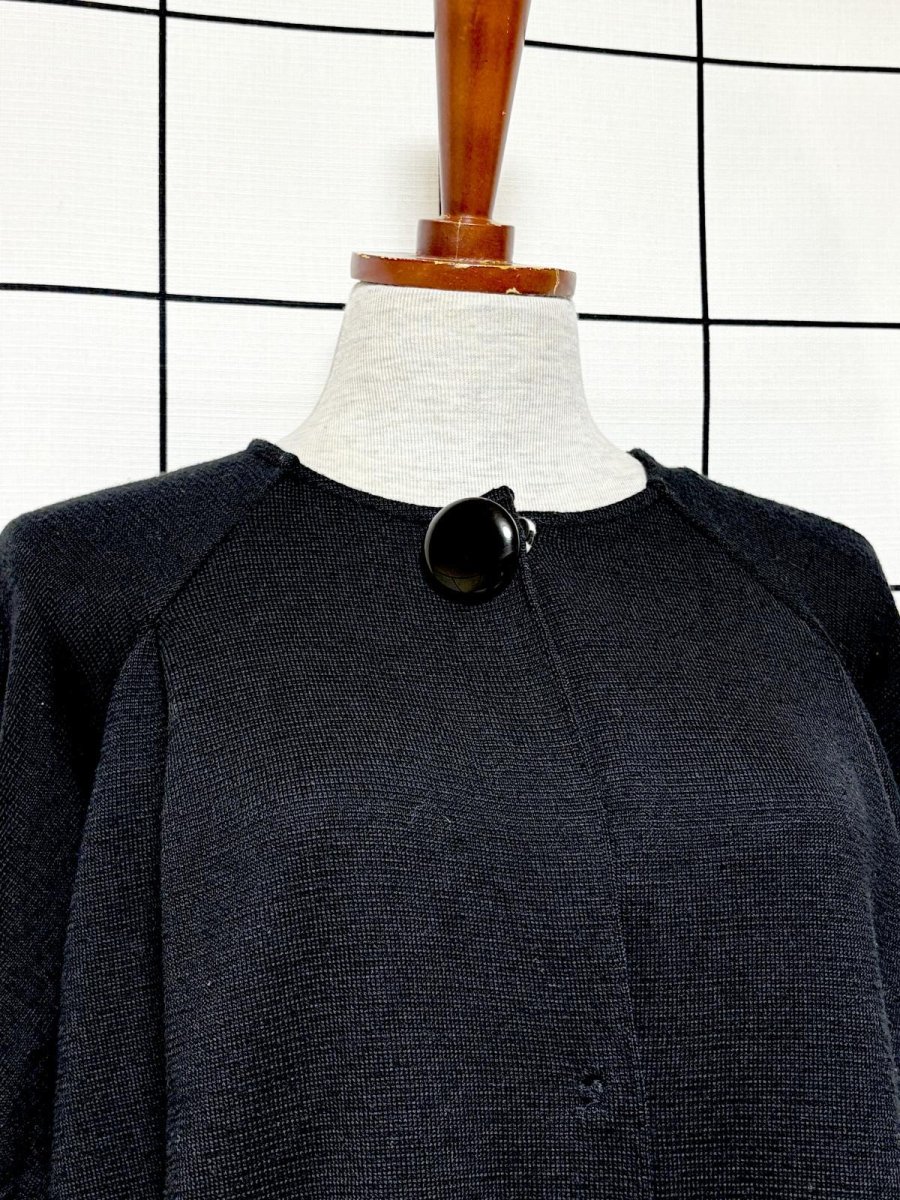 画像5: Italy製 ブラック レトロ ヨーロッパ古着 ロングニットカーディガン (5)