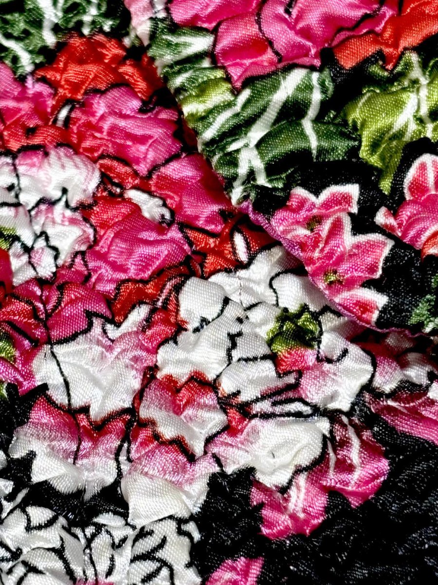 画像13: ポップコーンジャケット ブラック 花柄 レトロ USA古着 (13)