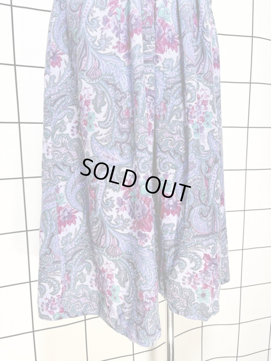 画像3: ペイズリー 花柄 ウエストゴム レトロ USA古着 ヴィンテージスカート (3)