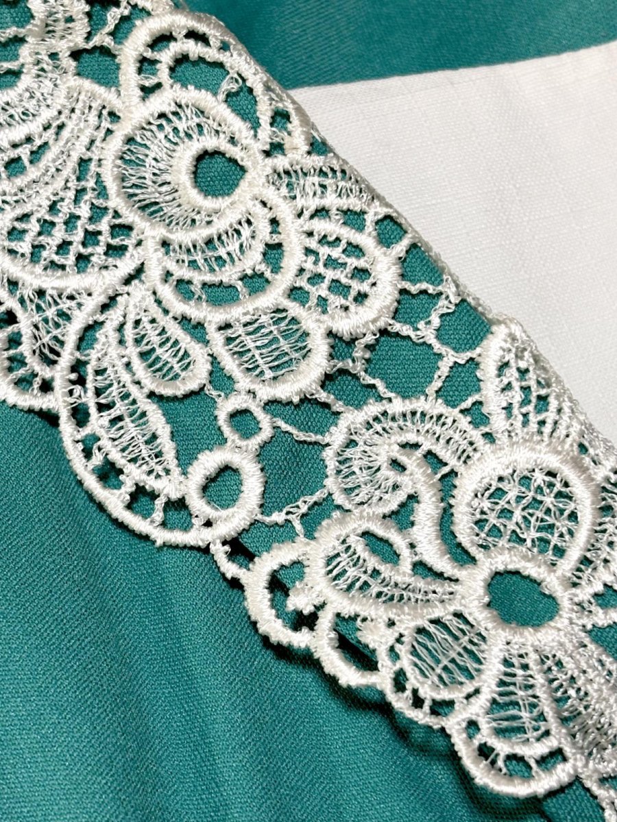 画像12: レース襟 無地 ウエストゴム レトロ USA古着 ヴィンテージワンピース (12)