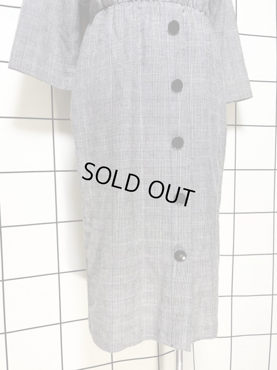 画像9: グレンチェック ポケットチーフ ウエストゴム レトロ 長袖 USA古着 ヴィンテージワンピース (9)