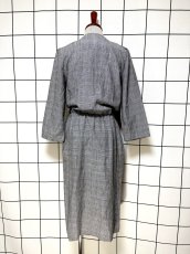 画像2: グレンチェック ポケットチーフ ウエストゴム レトロ 長袖 USA古着 ヴィンテージワンピース (2)