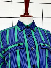 画像5: ストライプ 前開き レトロ 長袖 USA古着 ヴィンテージワンピース (5)