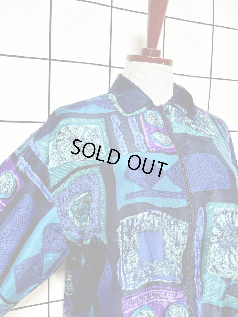 画像6: ダブル襟 薄手 軽め ジップアップ レトロ USA古着 ジャンパー ヴィンテージブルゾンジャケット (6)