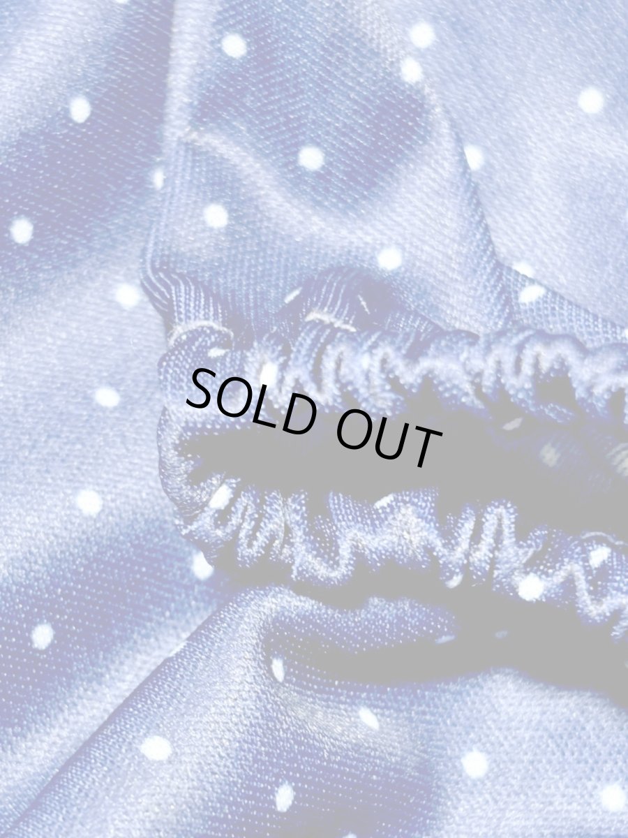 画像11: ドット柄  ネイビー ウエストゴム レトロ USA古着 ヴィンテージワンピース (11)