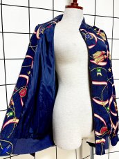 画像8: スカーフ柄 ジップアップ レトロ USA古着 ジャンパー ヴィンテージブルゾンジャケット (8)