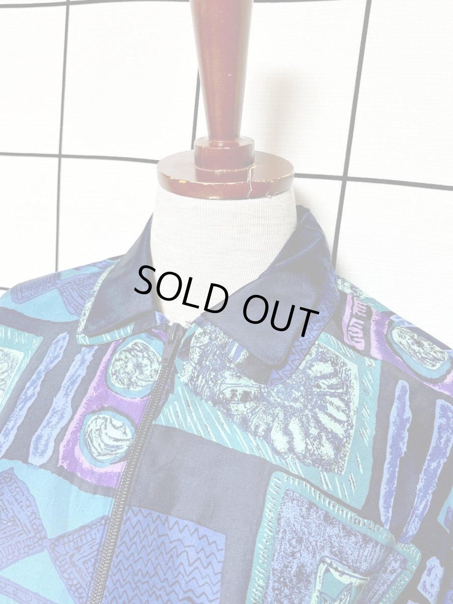 画像4: ダブル襟 薄手 軽め ジップアップ レトロ USA古着 ジャンパー ヴィンテージブルゾンジャケット (4)