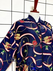 画像6: スカーフ柄 ジップアップ レトロ USA古着 ジャンパー ヴィンテージブルゾンジャケット (6)