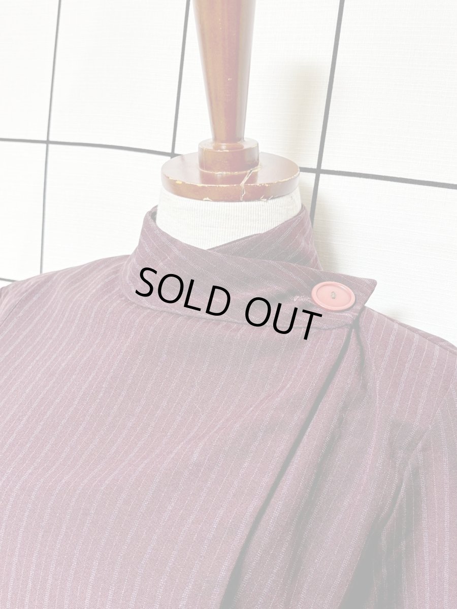 画像4: ストライプ 首元デザイン レトロ USA古着 ヴィンテージワンピース (4)