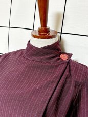 画像4: ストライプ 首元デザイン レトロ USA古着 ヴィンテージワンピース (4)