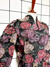 画像6: 花柄 スタンドカラー ウエストゴム レトロ USA古着 ヴィンテージワンピース (6)
