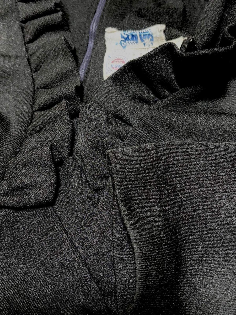 画像9: フリル装飾 UNIONMADE 無地 ブラック レトロ USA古着 ヴィンテージドレス (9)