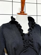 画像5: フリル装飾 UNIONMADE 無地 ブラック レトロ USA古着 ヴィンテージドレス (5)