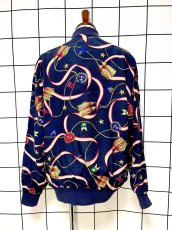 画像2: スカーフ柄 ジップアップ レトロ USA古着 ジャンパー ヴィンテージブルゾンジャケット (2)