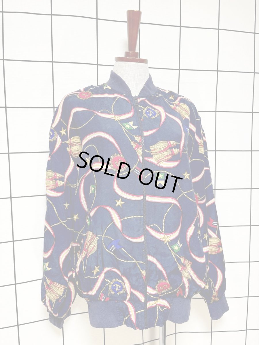 画像3: スカーフ柄 ジップアップ レトロ USA古着 ジャンパー ヴィンテージブルゾンジャケット (3)