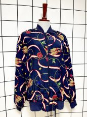 画像3: スカーフ柄 ジップアップ レトロ USA古着 ジャンパー ヴィンテージブルゾンジャケット (3)