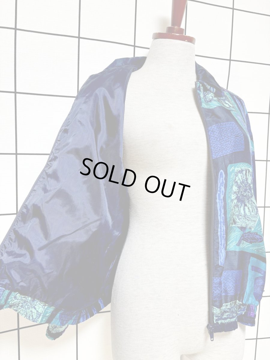 画像9: ダブル襟 薄手 軽め ジップアップ レトロ USA古着 ジャンパー ヴィンテージブルゾンジャケット (9)