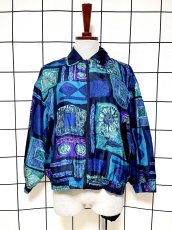 画像1: ダブル襟 薄手 軽め ジップアップ レトロ USA古着 ジャンパー ヴィンテージブルゾンジャケット (1)