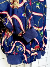 画像7: スカーフ柄 ジップアップ レトロ USA古着 ジャンパー ヴィンテージブルゾンジャケット (7)